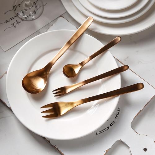 创意简约家居日用百货 304不锈钢刀叉勺 日式风古铜色 不锈钢餐具